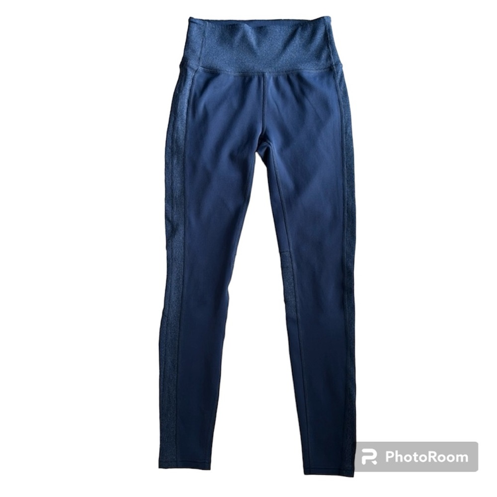 Free People Movement Blue Leggings With Ribbed Detail Size Small